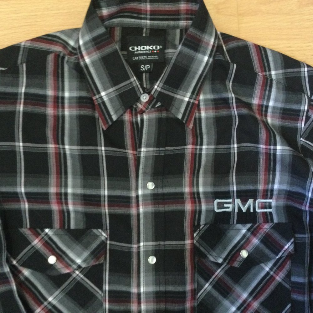 Choko Plaid Pearl Snap Shirt Chevy Trucks 40in GMC